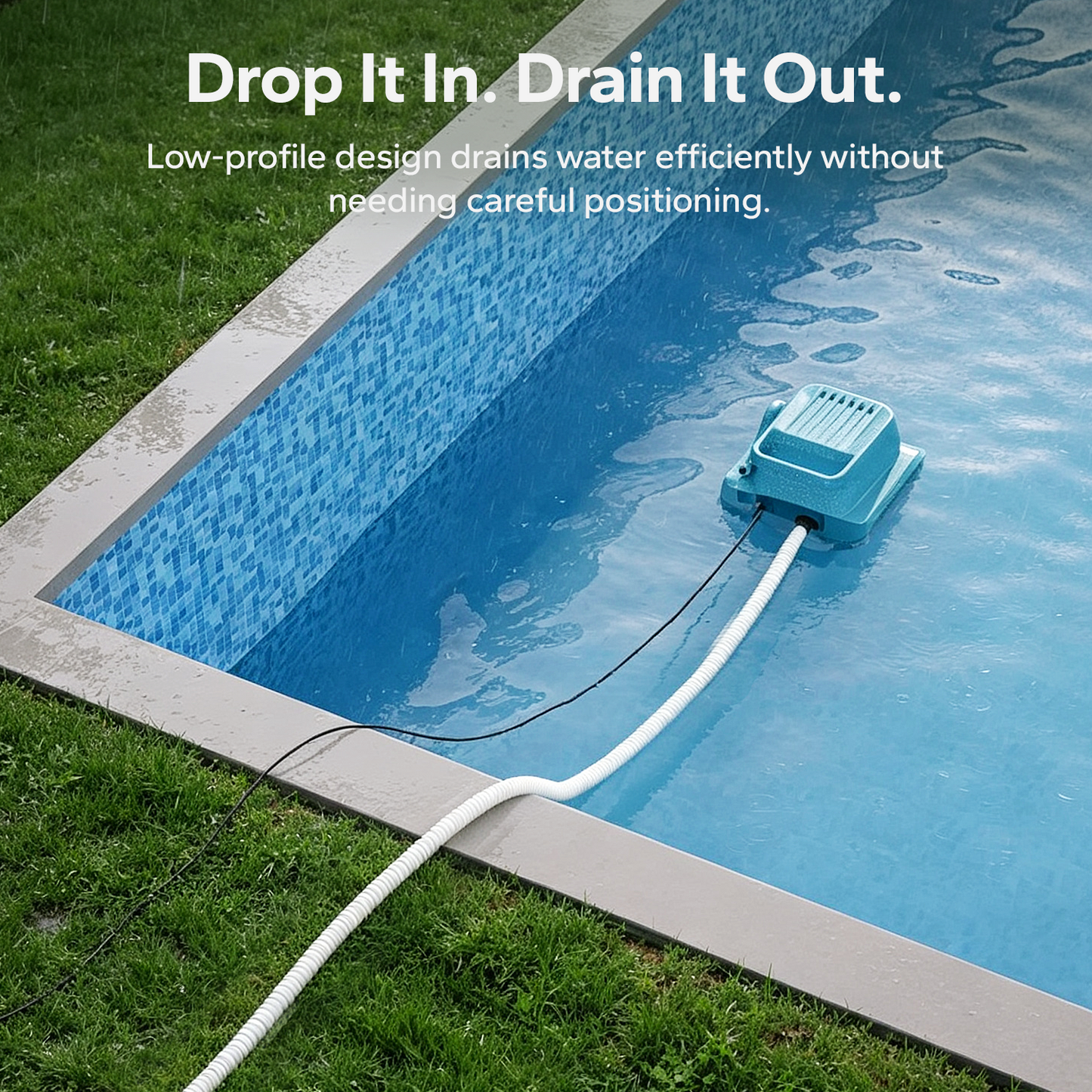 Pool Cover Pump with Built-in Nozzle, 950 GPH Automatic Submersible Pump 25ft Cord,  110W Motor